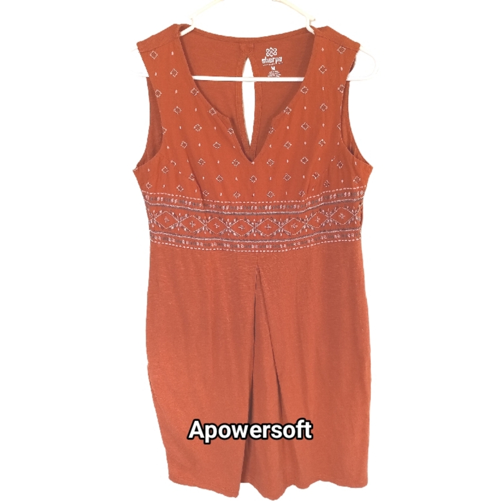 Orange Sleeveless Dress with Embroidered Details (0216)